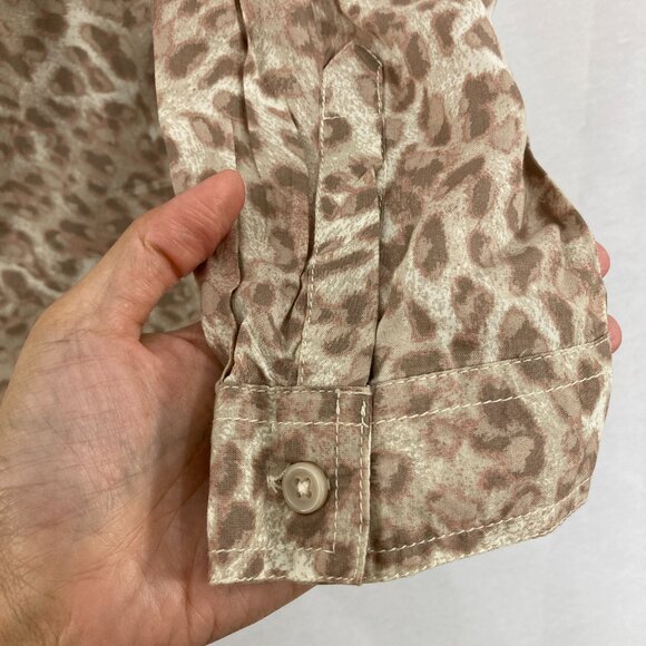 New Beachlunchlounge size XL Brown Leopard Print Ultra Soft Relaxed Button Down - Picture 7 of 10